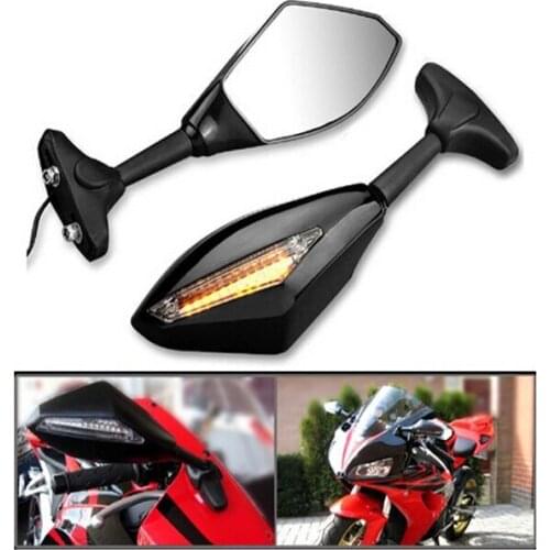 2PCS Motorcycle Turn Signals Integrated Mirrors for Suzuki Katana GSX GSXR 600 750 1000 1100 Hayabusa
