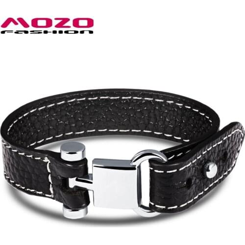 MOZO FASHION Trendy Men Women Jewelry Synthesis Leather Rope Chain Male Casual Bracelets Stainless Steel Buckle Bracelet MPH984