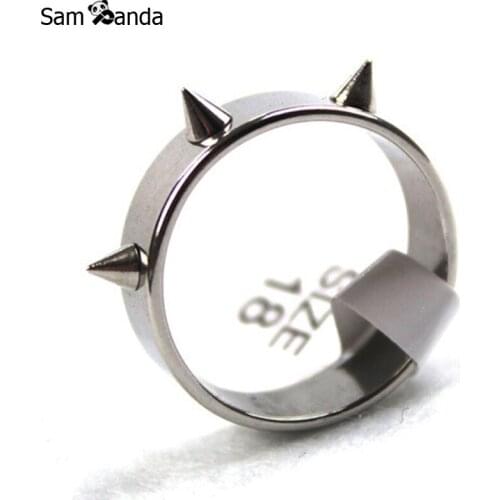 Drop Shipping Punk Three Rivets Stainless Steel Ring Men Jewelry Couple 2018 New Fashion Titanium Steel Rings For Women Gift