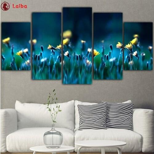 5pcs 5D DIY diamond painting Abstract art, flower cross stitch full square round diamond Emeroidery mosaic painting home decor