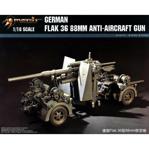 1:18 SCALE GERMAN FLAK 36 88MM ANTI-AIRCRAFT GUN MODEL KIT Trumpeter 61701