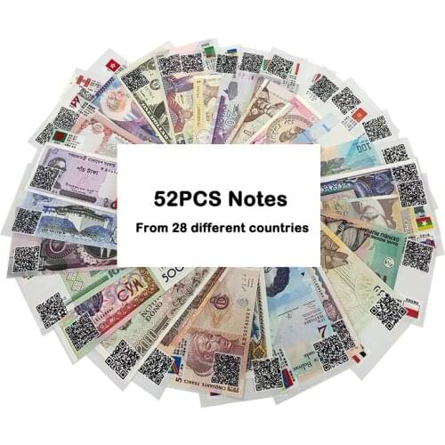 Set Lot 52 PCS Notes From 28 Countries Real Original Banknotes Non-currency World Collection Gift Souvenir