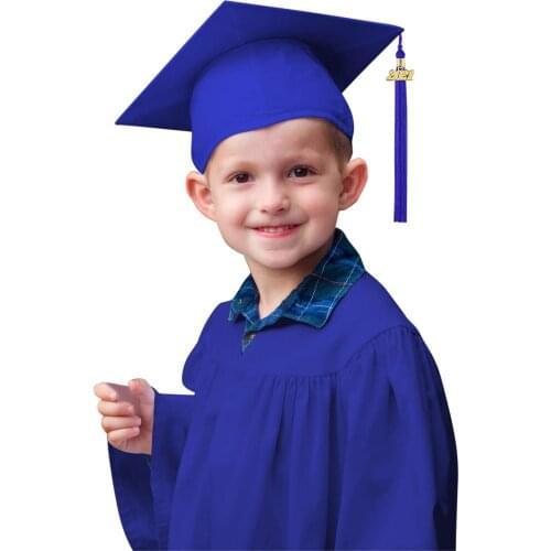 5 colour graduation gown and cap Childrens Bachelor Kids Solid Color Preschool Kinder Tassel Cap Set short Sleeve dropshipping