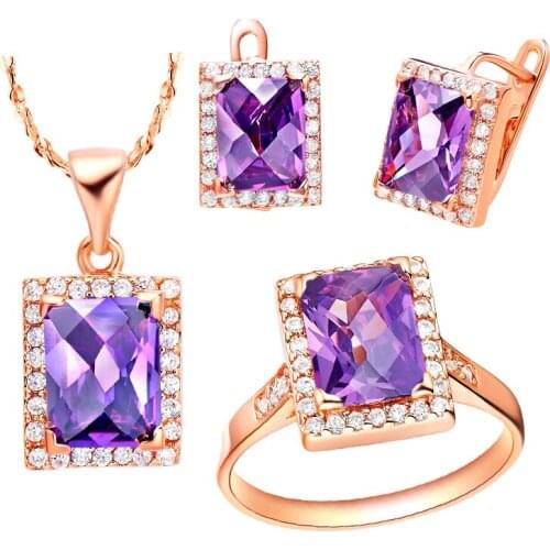 Pendant necklace Earrings ring 925 Sterling suit set Austria crystal foreign trade star jewelry Luxury Girls