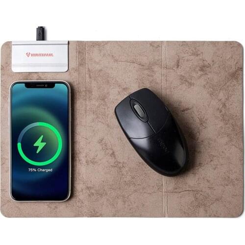 PU Leather Wireless Charging Mouse Pad Non-Slip Table Protector Gaming Mouse Mat Quality Creative Foldable Phone Holder Stand