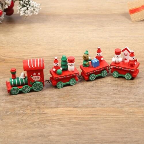 Christmas Wooden Train Merry Christmas Decoration for Home Xmas Santa Claus Gifts for Kids Navidad 2021 Happy New Year 2022