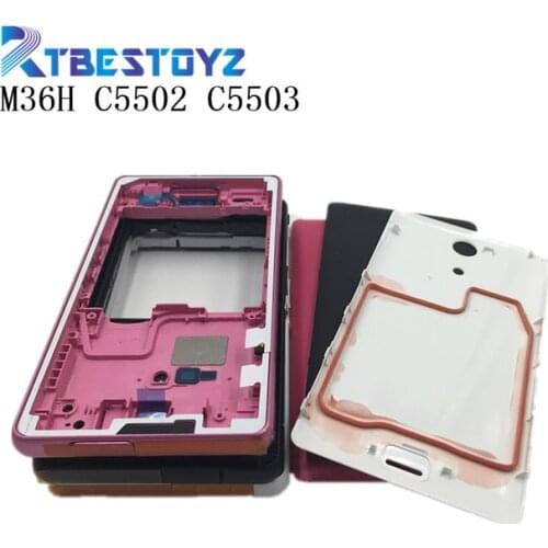 RTBESTOYZ Middle Frame Bracket Panel Front Frame Bezel Panel Housing For Sony Xperia ZR M36H C5502 C5503 Black White Pink