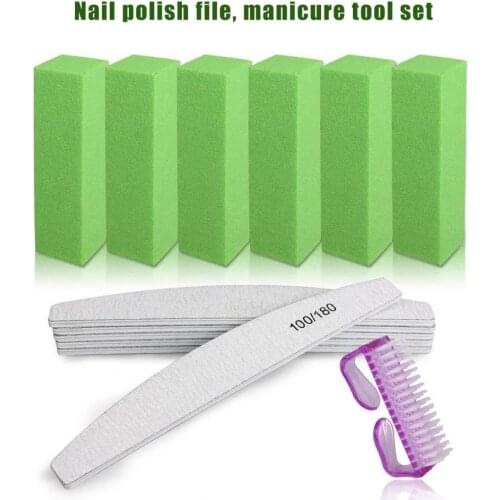 13Pcs/Set Nail Sanding Files Half Moon Shape Anti-Abrasion With Brush Half Moon Sandpaper Nail Sanding Grinding Tools for Manicu