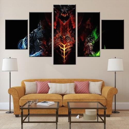 Modern Decoration For Home 5 Piece World of Warcraft Canvas Art Print Poster Picture Frames Modular Paintings On The Wall