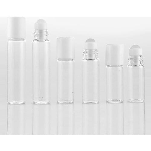 Wholesale 100 Pieces/Lot Glass Perfume Bottles With Roll On Empty Cosmetic Essential Oil Vial For Travel With Steel Ball Bottle