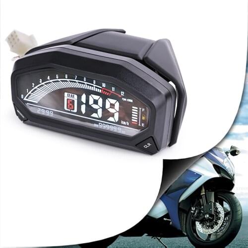 Universal LCD Digital Motorcycle Speedometer Tachometer Gauge W/Backlight