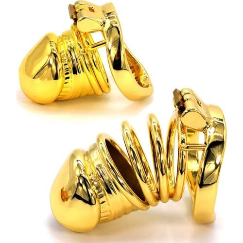 Golden Chastity Cage Fetish BDSM Sex Toys Metal Male Bondage Belt Devices Men CB Penis Rings Stealth Lock Cock Wrapped Scrotum