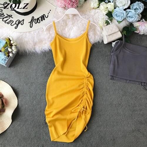 ZQLZ Summer Dress Women 2021 New Spaghetti Strap Bandage Office Clothing Knitting Mini Vestidos Bodycon Sexy Party Dresses