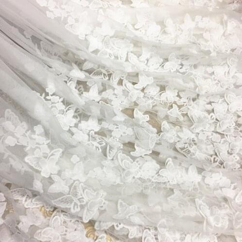 1M High-end 3D Embroidery Lace Screen Yarn Butterfly Applique Wedding Fabric Embroidery Water-soluble Lace