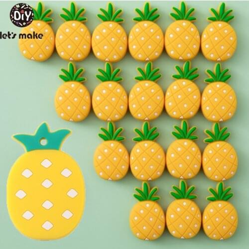 Lets Make 1pc/5pcs Silicone Teether Beads Pineapple Mini Rodent Silicone Teething Toys Tiny Rod BPA Free Food Grade Jewelry