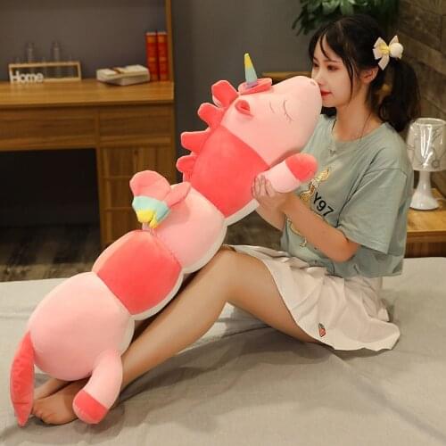 1pc 75-120cm Cute Unicorn Caterpillars Doll Plush Toy Comforts Children Sleeping Cushion Long Pillow Baby Girl Kawaii Gift