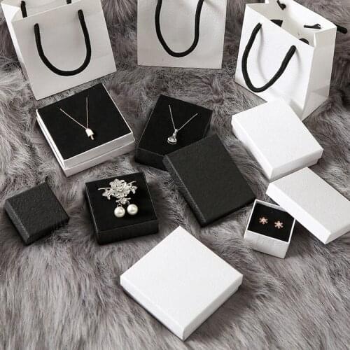 10pcs black white jewelry box Ring brooch simple earrings bracelet necklace paper jewelry package box коробки для подарков