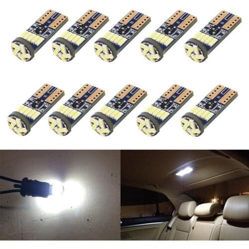 10 Pcs Universal Car White LED T10 194 168 W5W Interior Map Dome Trunk License Plate Light Bulbs
