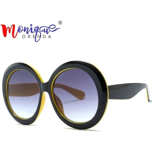 2018 women fashion black round sunglasses oversized clear Green sun glasses luxury italy brand circle glasses eyewear uv400