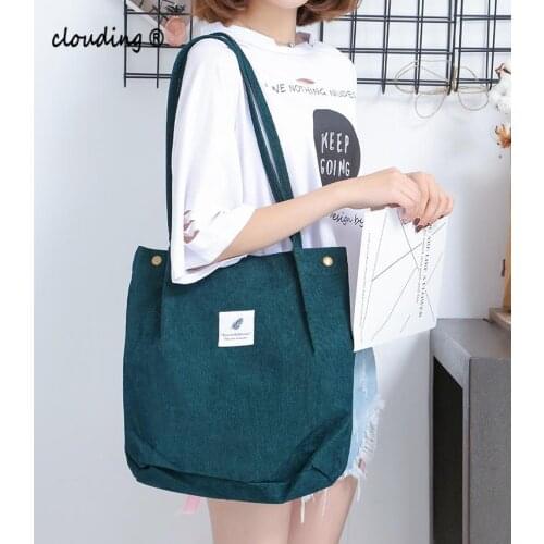 2020 Canvas Womens Bag Thickened Corduroy 4-Way Buckle Bag Large Capacity Portable Shoulder Bag