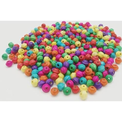300pcs/lot Loose Colorful Wood Beads For Jewelry Making DIY 6x7mm Flying Saucer Wooden Beads Bracelet Necklace Accessories