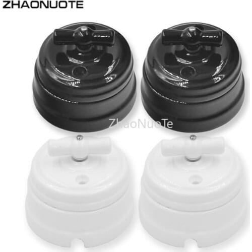 4pcs High Quality Home Improvement Retro EU Ceramic Knob Switch Wall Light Rotary Switch 10A