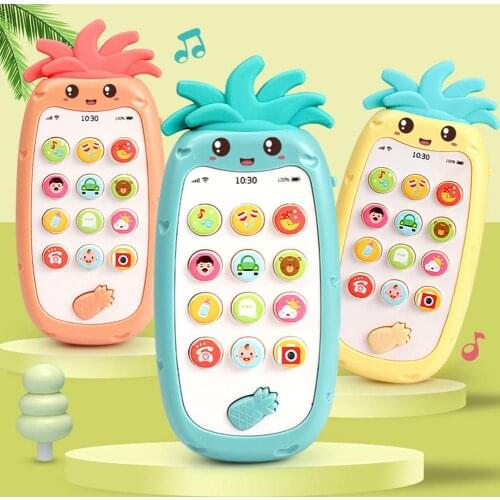 Pineapple Shape Simulated Mobile Phone Bilingual Musical LED Baby Kids Early Education Childhood Educational Toy Gifts
