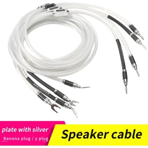 Audiomeca hifi speaker cable single crystal copper silver plated conductor carbon fiber banana plug