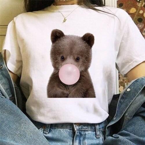 White Shirt Cute Giraffe Printed Tshirt Women Summer Casual Short Sleeve T-Shirt Harajuku Kawaii Graphic T Shirts