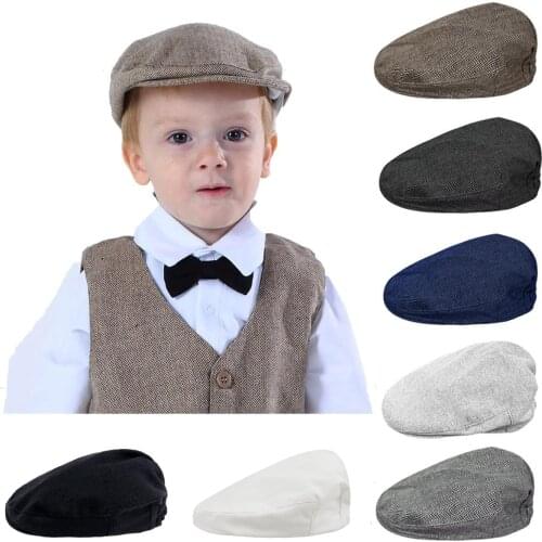 Baby Boys Herringbone Flat Hat Kids Child Elastic Berets Hats Children Newsboy Cap Toddler Lid Vintage Driver Caps