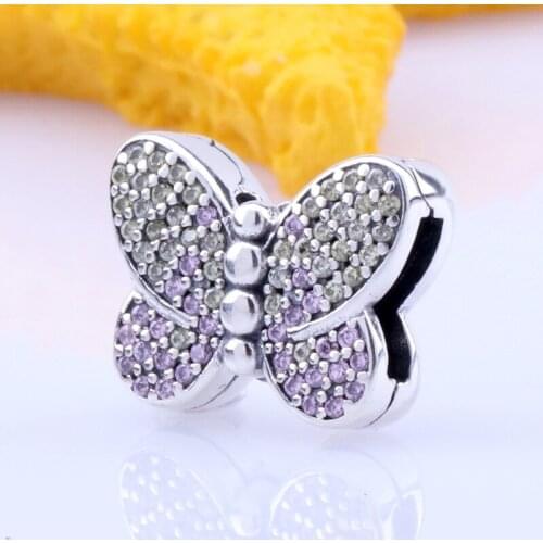 Bewill Hot Sale Genuine 100% 925 Sterling Silver Reflexions series enchanted butterfly fixing clip Fit Original Bracelet