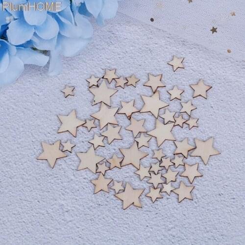 Natural wood color 100Pcs Wood Star Chipboard Fashion Wooden Home Decor DIY Christmas Scrapbooking Party DIY Decorations