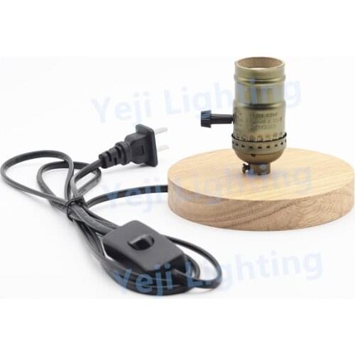 Hot Sale E27 lamp holder Vintage Industrial Retro Style Table Edison Light Bulb Desk oak Wood Socket Lamp lighting accessories