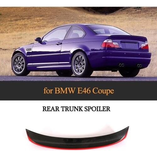 For BMW 3 Series E46 Base Coupe 2-Door 1998-2005 Trunk Spoiler Carbon Fiber Rear Wing With Red Line Center Fashion Design