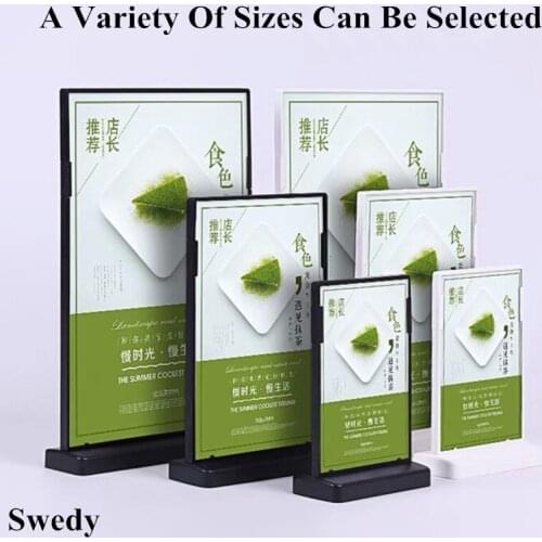 A6 T Shape Double Sided Table Top Acrylic Sign Holder Display Stand, Plastic Photo Picture Frame Menu Paper Ad Holder