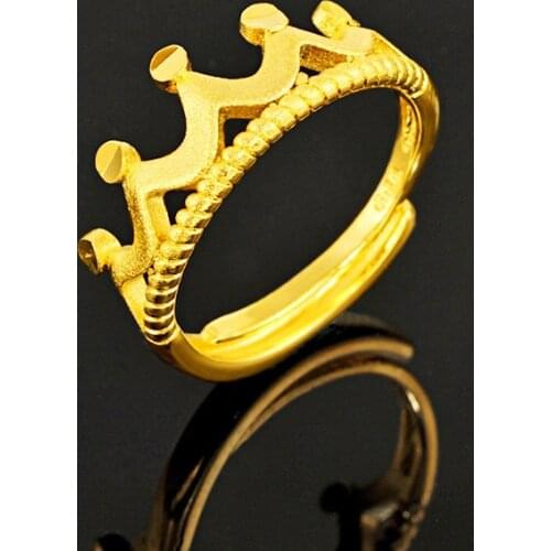 24K Gold Crown Rings Trendy Charming Finger Rings for Women and Girls Party Jewelry Accessories Wholesale mother wife gifts