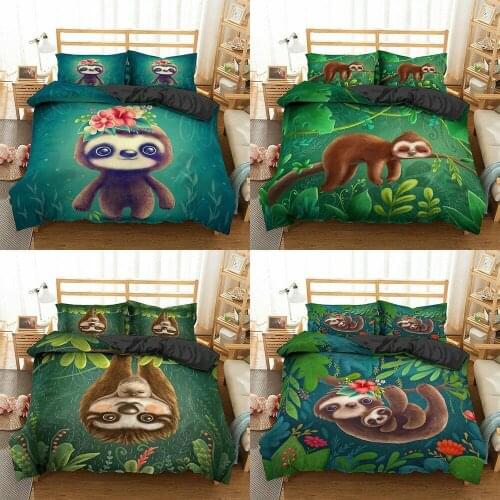 Cartoon Lovely Sloth Bedding Set 2/3Pcs Duvet Cover & Pillowcase(s) 3D Printed Quilt Cover Home Textile Gift