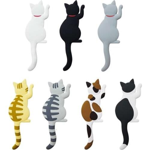 Cat Shape Magnetic Wall Mount Keys Hook Fridge Magnet Hanging Hook Door Decor DO