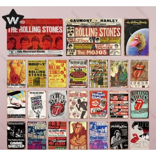 Rolling Stones Metal Sign Plaque Vintage Pub Tin Plate Wall Decor for Club Man Cave Wall Sticker Bar Pub Decoration Metal Poster
