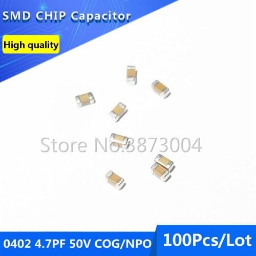 100pcs 0402 4.7PF 50V COG/NPO 0.25% Thick Film Chip Multilayer Ceramic Capacitor