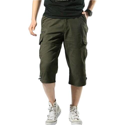 Man Shorts Multi Pocket Summer Loose Zipper Breeches Khaki Grey Plus Size Short Pant Casual Cotton S-5XL Long Mens Cargo Shorts
