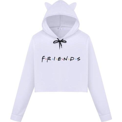 Summer New Arrival Kpop Hoodies Streetwear Friends Letter Print Sweatshirt Oversized Kawaii Korean Style Crop Top Hoodies Women
