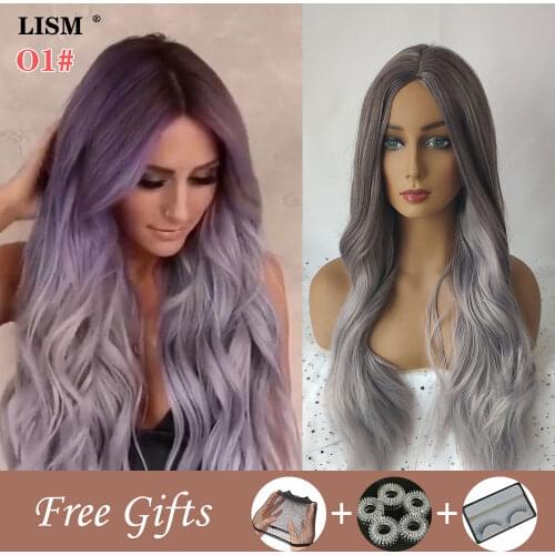 New Wigs for Women Synthetic Pastel Long Layered Wig Perruque Blonde Bigoudis Cheveux Pour Femme Peruki Damskie Naturalne