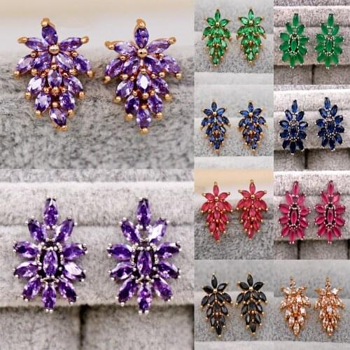 New Trendy Stud Earrings for Women Gold plated Red Black Earring Waterdrop Zircon Trendy Jewelry Party Wedding Anniversary Gift