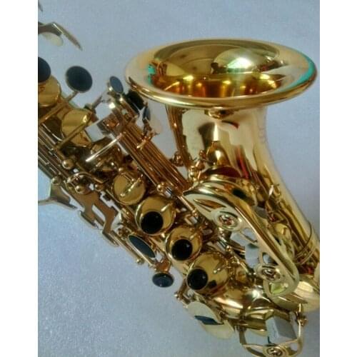 New Brand Curved soprano Saxophone Bb Tune music instrument Gold Lacquer High-qualit With Mouthpiece Free