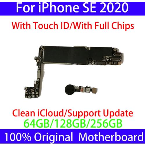 Original Free iCloud For iPhone SE2020 Unlocked Motherboard 64/128/256gb Mainboard With System Logic Board Full Function Replace