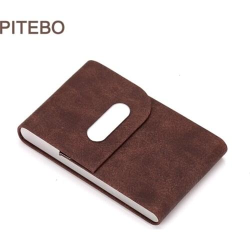 PITEBO Fashionable Credit Card bag men and women travel card Wallet Leather Stainless Steel Business Identity Card bag Nice Good