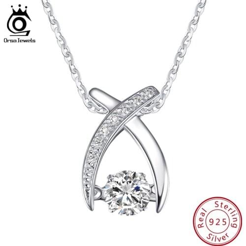 ORSA JEWELS 925 Silver Fish Pendants&Necklaces Cute Animal Necklace Rhodium Sterling Silver Jewelry for Best Friend SN38