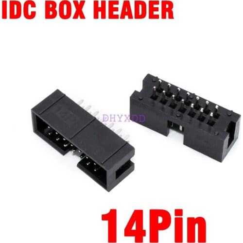 10pcs 2.54mm 2x7 Pin 14 Pin Straight Male Shrouded PCB Box header IDC Socket