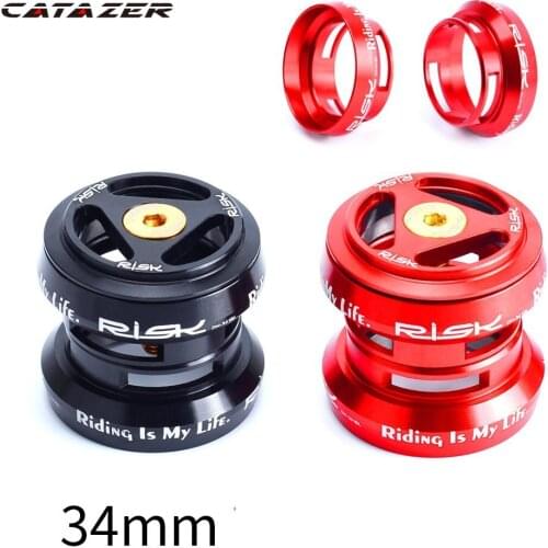 RISK 34mm Bicycle External Headset MTB Road Bike 28.6mm (1 1/8") Straight Steerer Headsets Sealed Cartridge Bearings Gift
